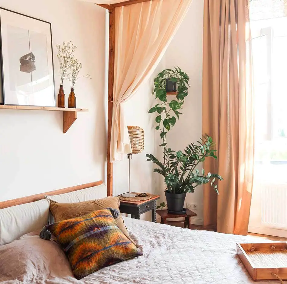 bedroom corner view with plants