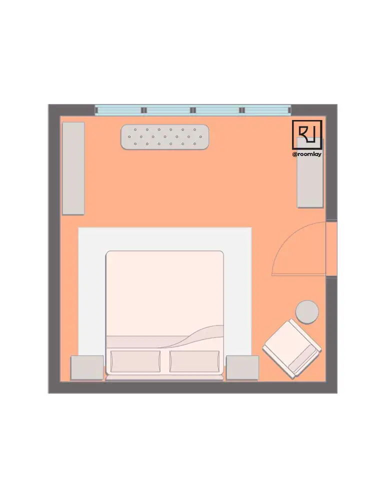 Creating A 15x15 Square Shaped Industrial Bedroom Layout - Roomlay