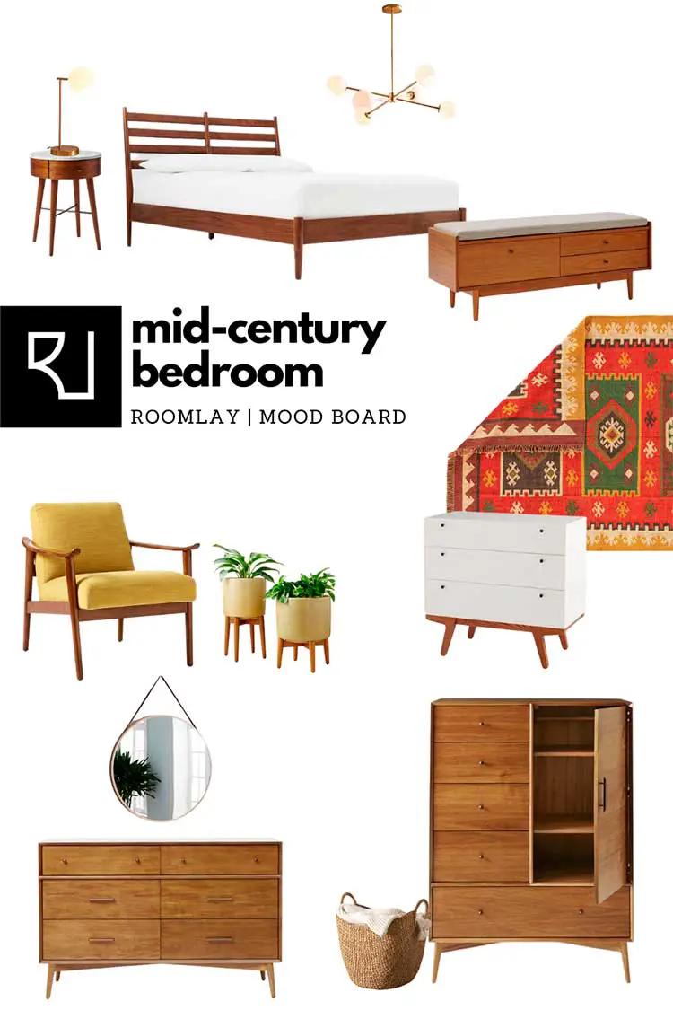 mid-century modern bedroom furniture mood board