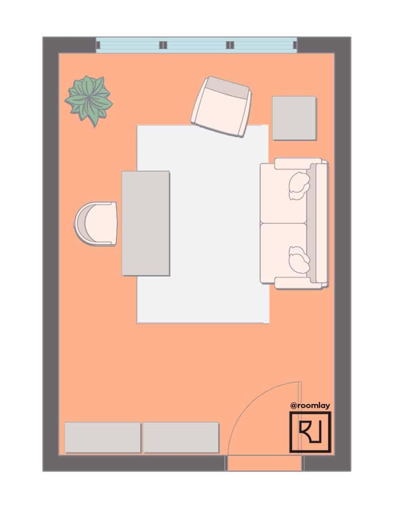 Rectangular 12’×16' home office floor plan