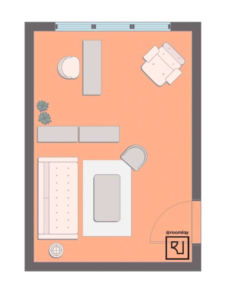 home office layout with divider shelf