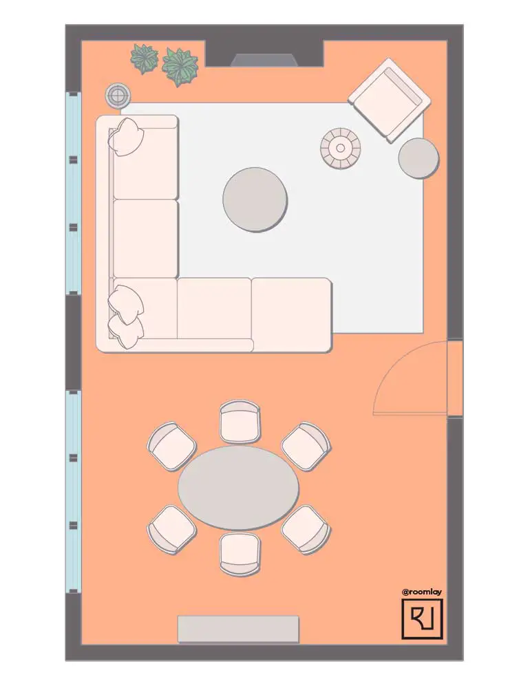 Living and Dining Room Combo [with 5 Illustrated Floor Plans] - Roomlay
