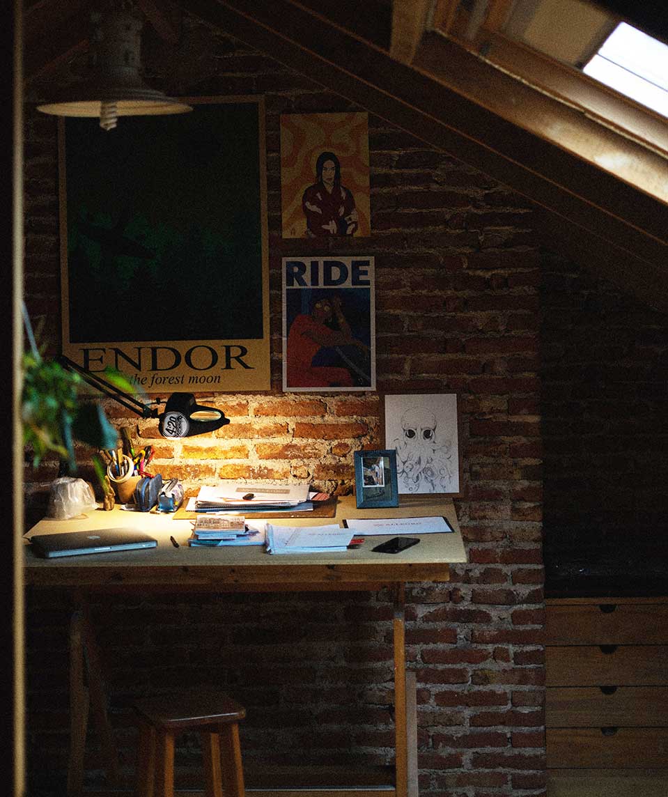Attic home office setup idea