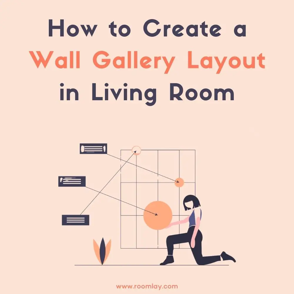 Illustration of creating living room wall gallery.