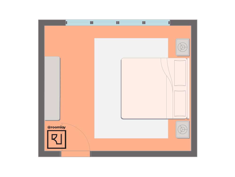 Centered bed placement layout.