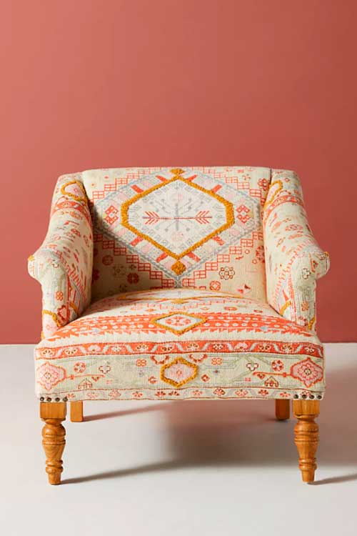 Colorful boho accent chair