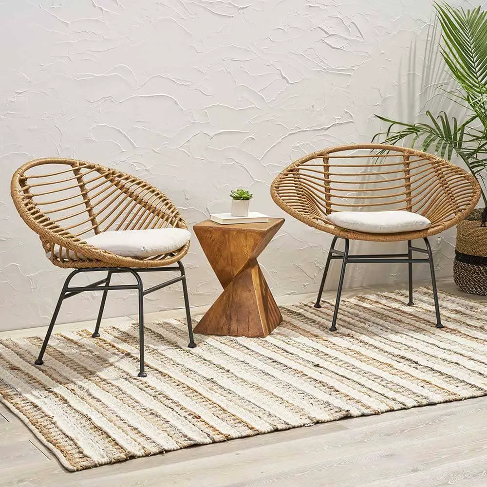 Outdoor woven wicker chairs