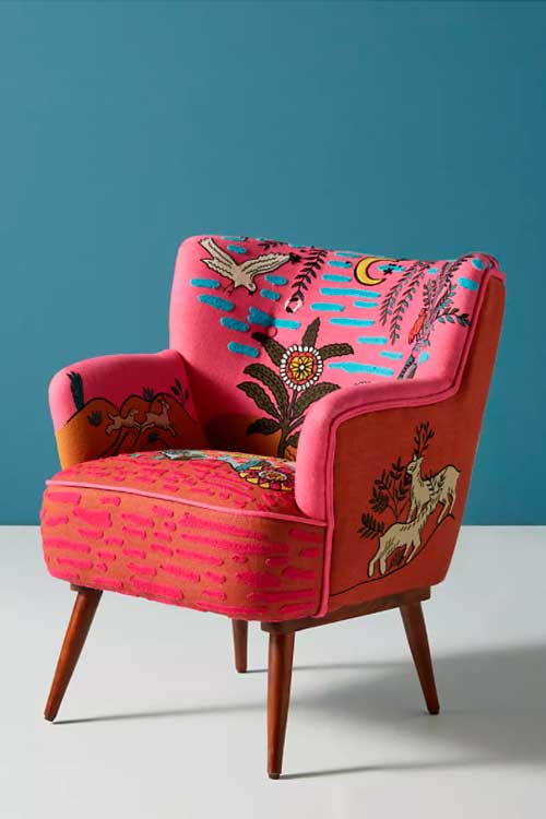 Bohemian fabric patchwork accent chair