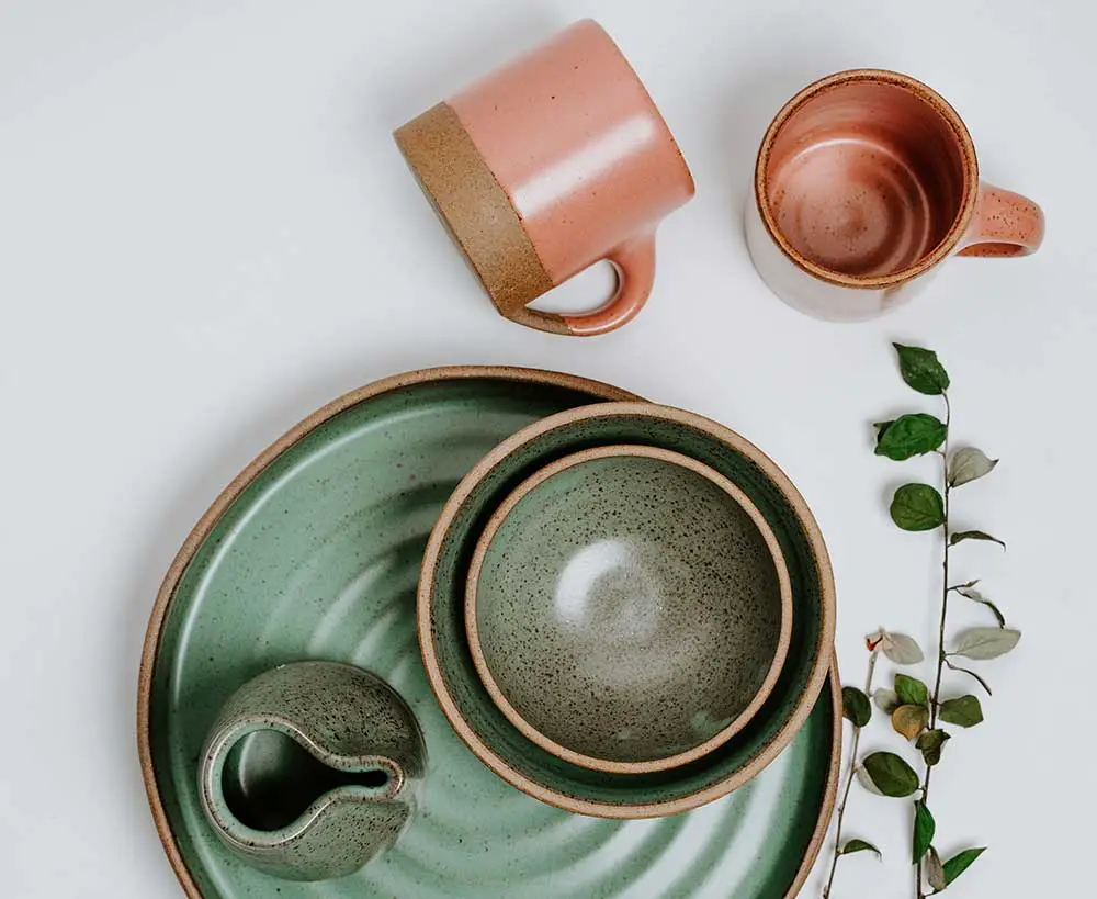 Green and pink artisan handmade kitchenware