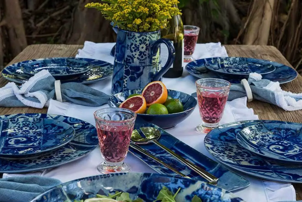 Blue handmade dining set