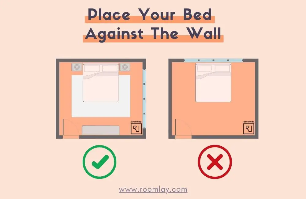 Feng shui bed direction rule: Placing bed against the wall.