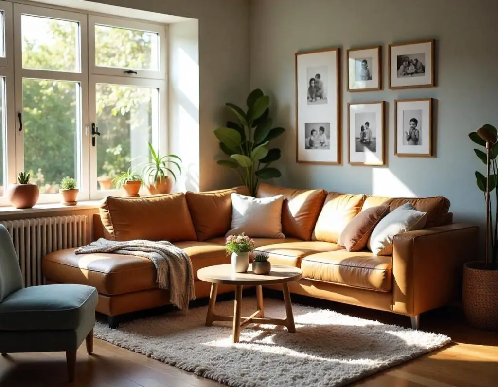 living room decoration with corner sofa