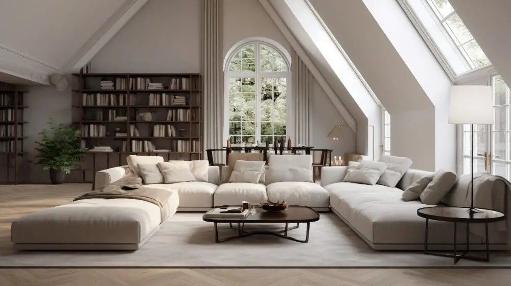 living room with sectional sofa