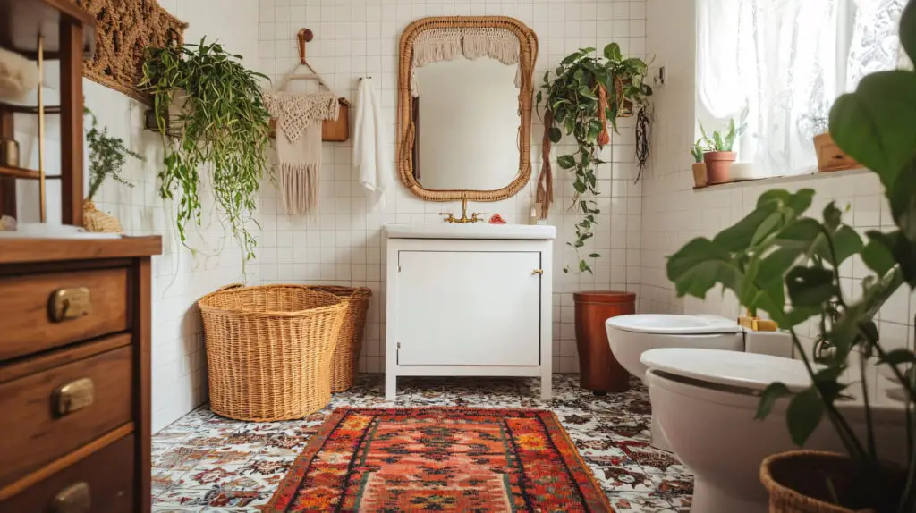Plants in small bathroom