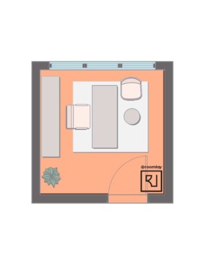 10’×10’ (300cm x 300cm) Layout Square home office layout