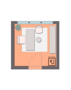 10’×10’ (300cm x 300cm) Layout Square home office