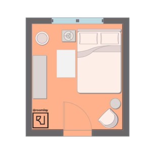 10’×12’ (300cm x 360cm) Rectangular Bedroom Layout small bedroom