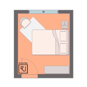 10’×12’ (300cm x 360cm) Rectangular Bedroom Layout bedroom furniture arrangement
