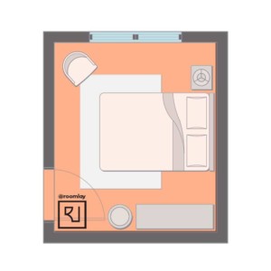 10’×12’ (300cm x 360cm) Rectangular Bedroom Layout small boho bedroom