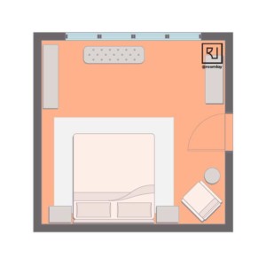 15'×15' (460cm x 460cm) Square Layout 15'×15' bedroom layout