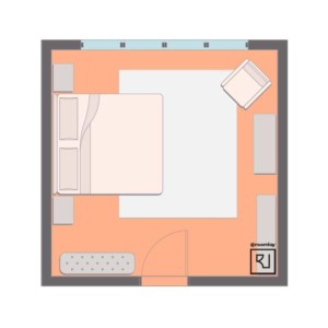 15'×15' (460cm x 460cm) Square Layout bedroom plan