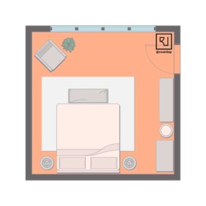 15'×15' (460cm x 460cm) Square Layout bedroom settings