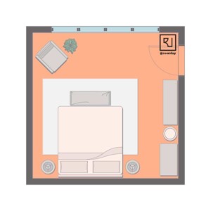 15'×15' (460cm x 460cm) Square Layout bedroom settings