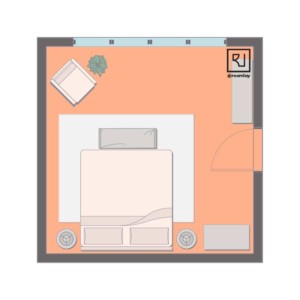 15'×15' (460cm x 460cm) Square Layout 15'×15' square bedroom
