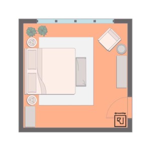 15'×15' (460cm x 460cm) Square Layout big bedroom