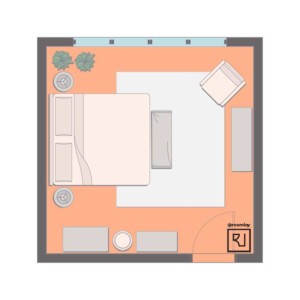 15'×15' (460cm x 460cm) Square Layout bedroom plan