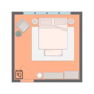 mid-century modern bedroom furniture layout