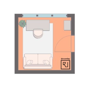 10’×10’ (300cm x 300cm) Square Layout small home office layout