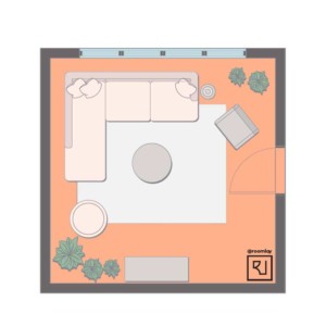 15'×15' (460cm x 460cm) Square Layout living room layout
