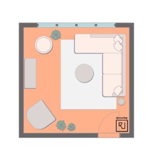 15'×15' (460cm x 460cm) Square Layout 15x15 living room