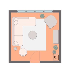 15'×15' (460cm x 460cm) Square Layout small living room layout