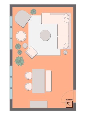 15'×25' (460cm x 760cm) Rectangular Layout rectangular living room