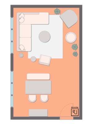 15'×25' (460cm x 760cm) Rectangular Layout rectangular living room layout