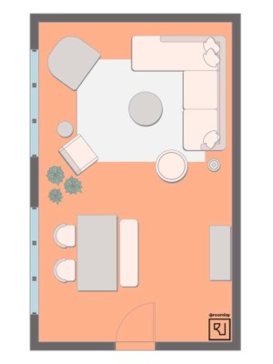 15'×25' (460cm x 760cm) Rectangular Layout rectangular living room plan