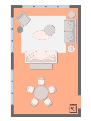 15'×25' (460cm x 760cm) Rectangular Layout living room floor plan