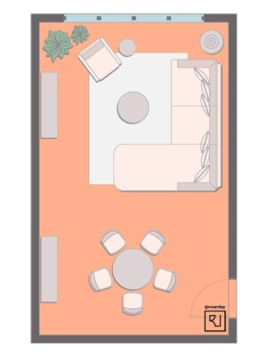 15'×25' (460cm x 760cm) Rectangular Layout rectangular living room furniture arrangement