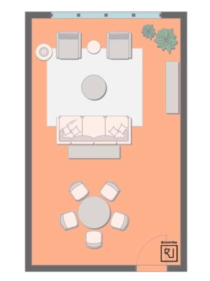 15'×25' (460cm x 760cm) Rectangular Layout rectangular living room furniture arrangement