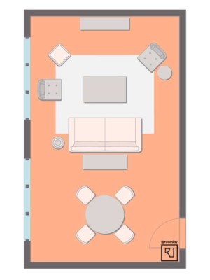 15'×25' (460cm x 760cm) Rectangular Layout living room floor plan