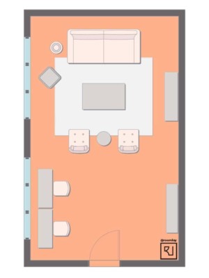 15'×25' (460cm x 760cm) Rectangular Layout living room with home office layout