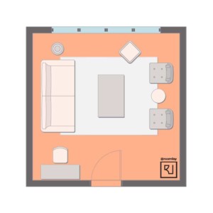 15'×15' (460cm x 460cm) Square Layout living room