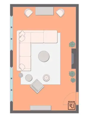 living room floor plan with fireplace