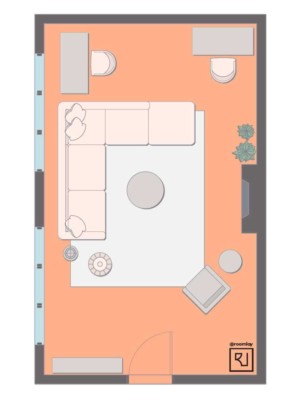 living room layout with fireplace