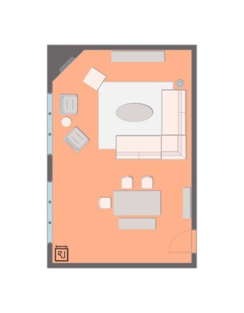 20'×30' (610cm x 915cm) Rectangular Layout large living room with corner fireplace