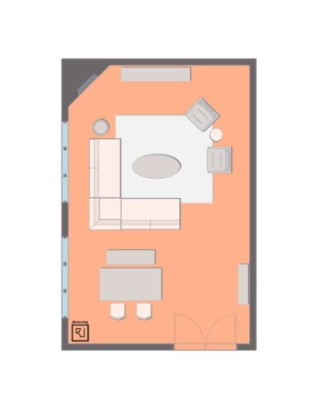 20'×30' (610cm x 915cm) Rectangular Layout 20x30 living room layout