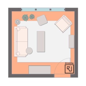12’×12’ (365cm x 365cm ) Square Layout 12x12 living room