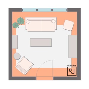 12’×12’ (365cm x 365cm ) Square Layout square living room